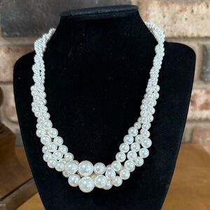 Roman RMN Vintage Triple strand graduated faux pearl necklace